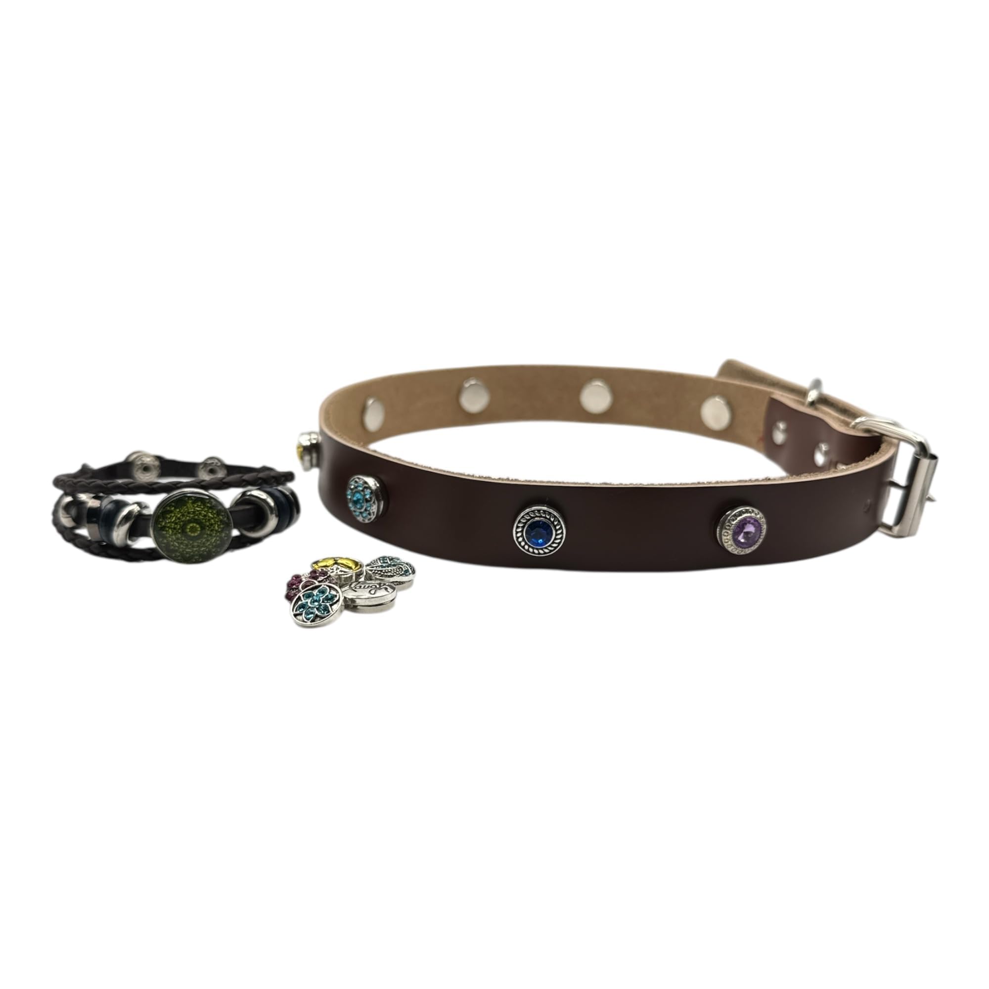 Matching Dog Collar & Pet Parent Cuff Bracelet Set | Interchangeable Snap Jewelry | Warewoof House