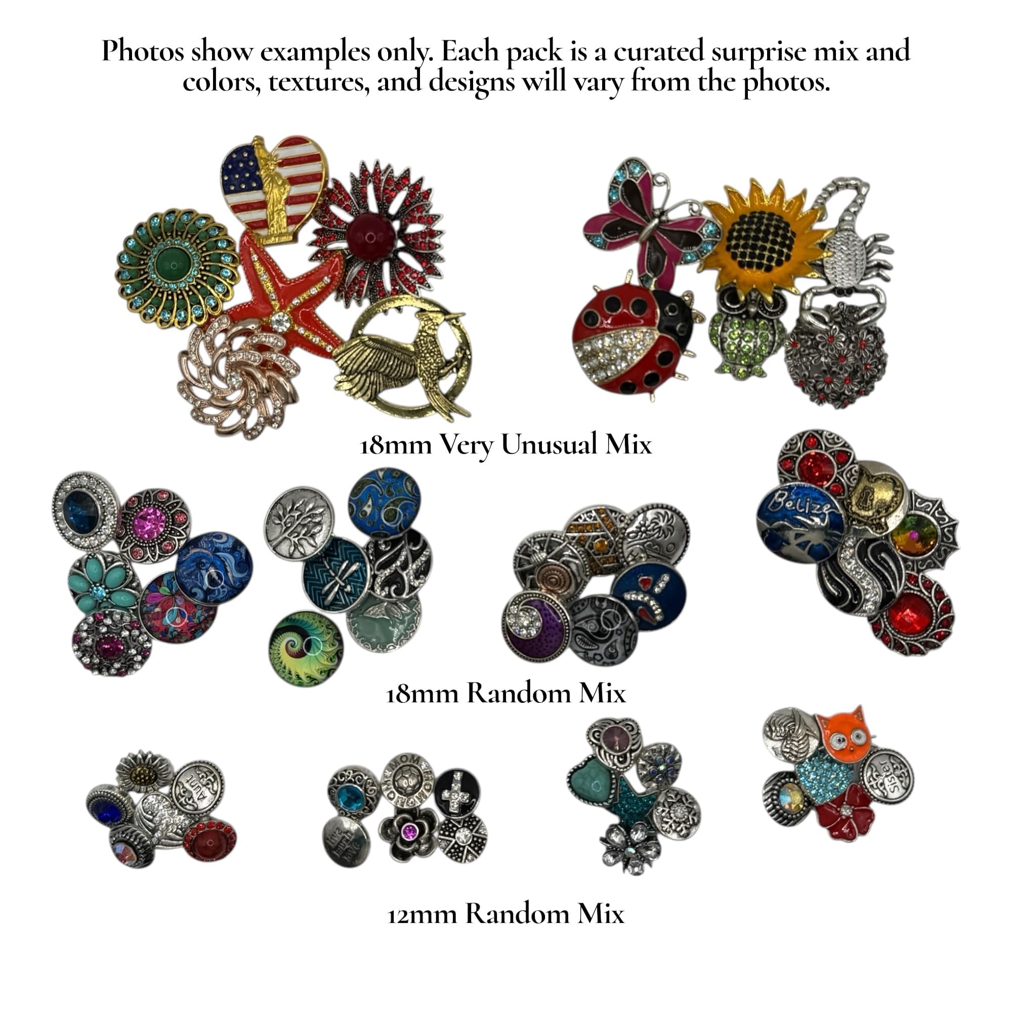 Interchangeable Snap Charms Collection Pack | Mixed Designs (12mm or 18mm) | Warewoof House