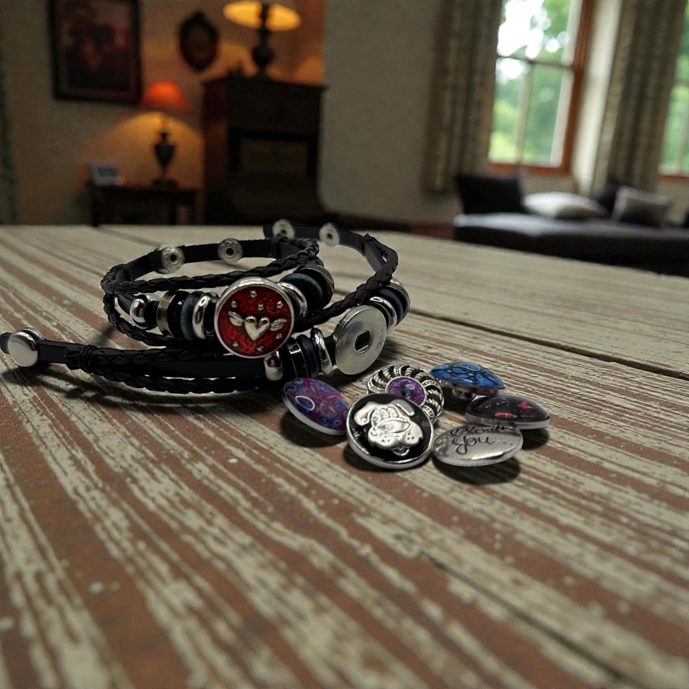 Matching Dog Collar & Pet Parent Cuff Bracelet Set | Interchangeable Snap Jewelry | Warewoof House