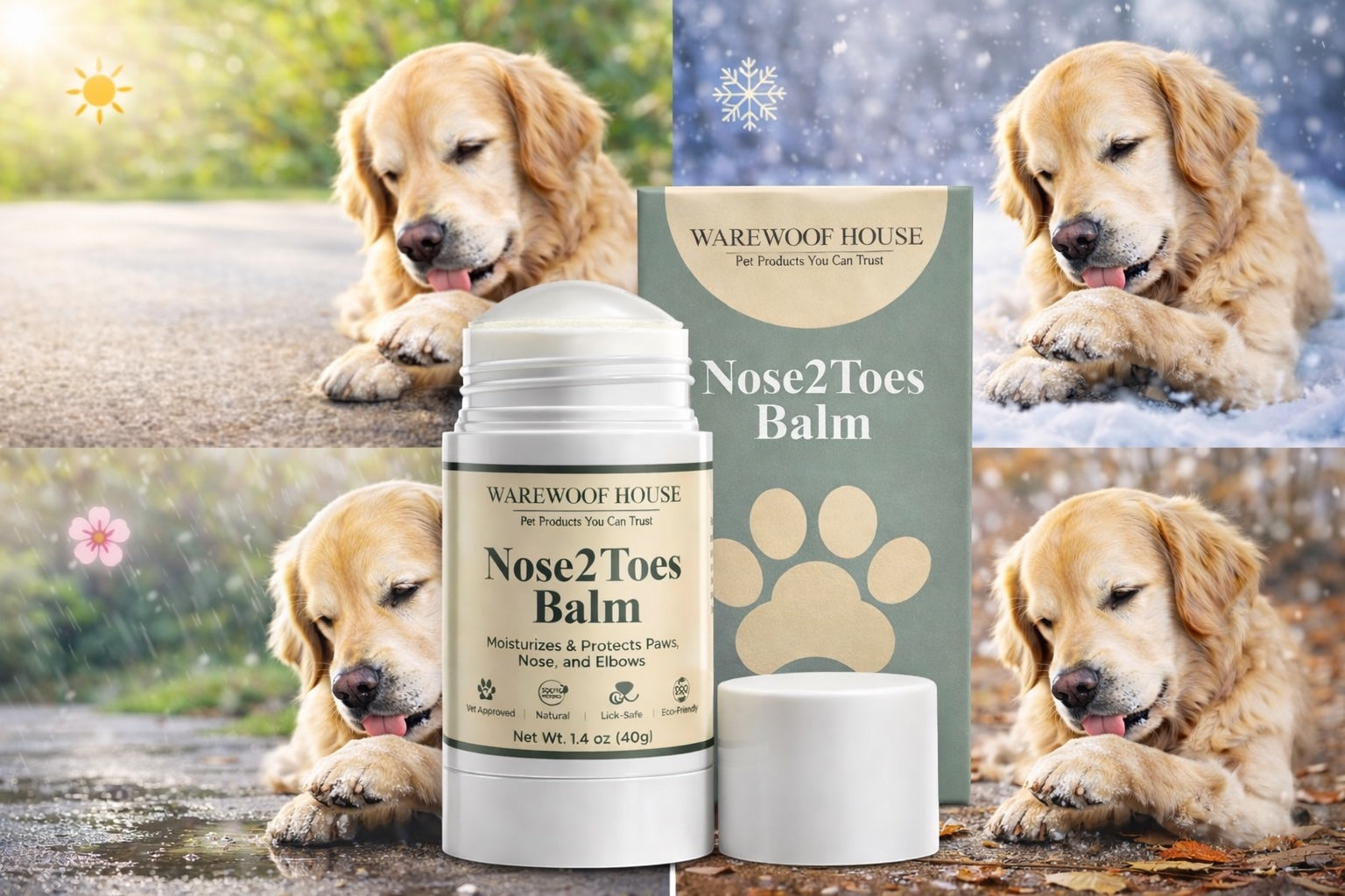 Nose2Toes Paw & Nose Balm Stick (1.4 oz / 40g) | Natural Paw Protection | Warewoof House