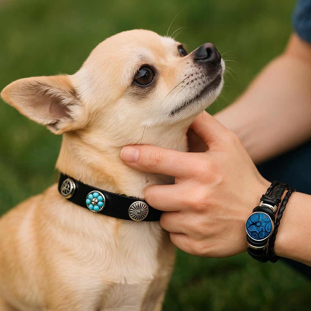 Matching Dog Collar & Pet Parent Cuff Bracelet Set | Interchangeable Snap Jewelry | Warewoof House